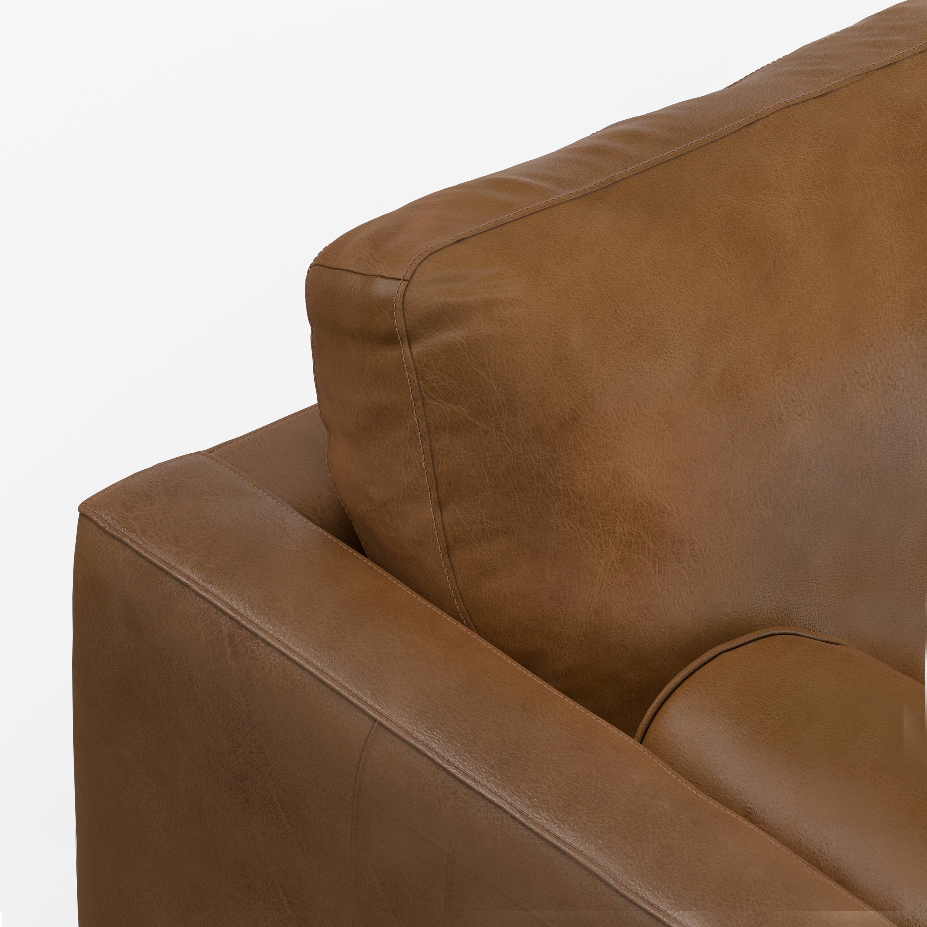 Alt View 6. Simpli Home - Morrison 89 inch Wide Mid-Century Modern Sofa in Caramel Brown Top Grain Genuine Leather - Caramel Brown.