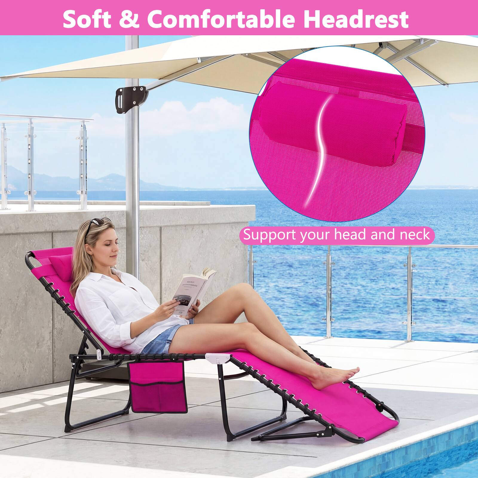 Soft & Comfortable Headrest  
Support your head and neck