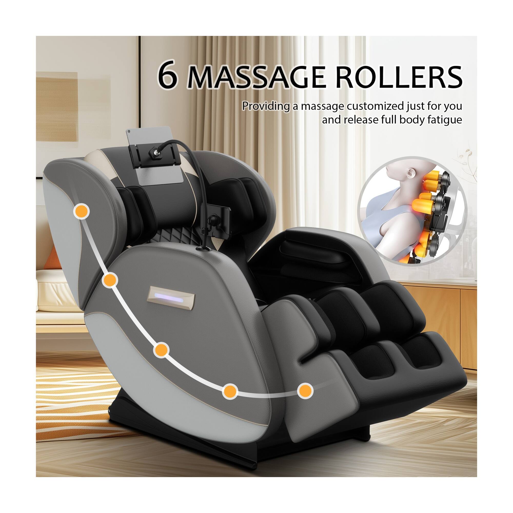 6 MASSAGE ROLLERS  
Providing a massage customized just for you and release full body fatigue