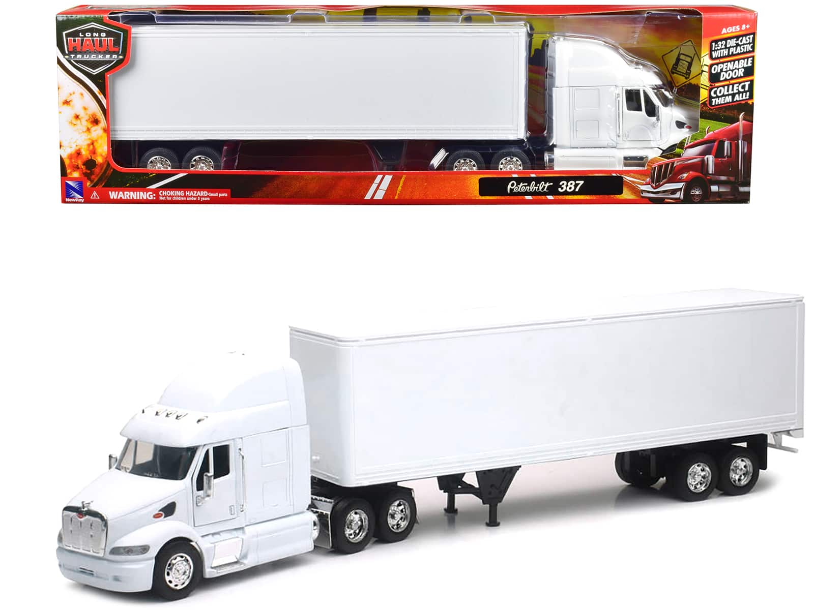 "Peterbilt 387 Truck with Dry Goods Trailer White ""Long Haul Truckers"" Series 1/32 Diecast Model by New Ray" price history on PriceWatchPro