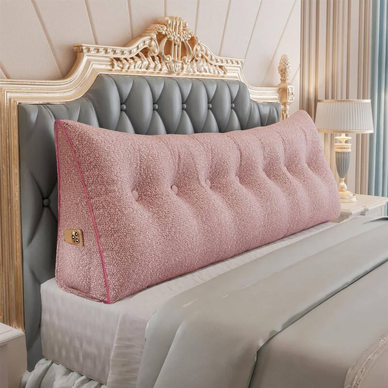 Front. wowmax - King Size Pink Wedge Pillow - Extra Large Plush Triangle Reading Pillow for Bed Back Support - Pink.