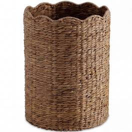 Best Choice Products - Scalloped Large Round Laundry Hamper, Handwoven Laundry Basket & Organizer - Chestnut