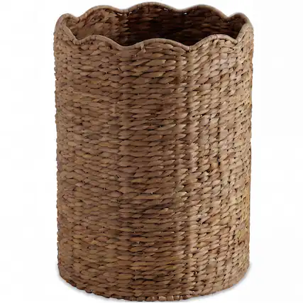 Front. Best Choice Products - Best Choice Products Scalloped Large Round Laundry Hamper, Handwoven Laundry Basket & Organizer - Chestnut - Chestnut.