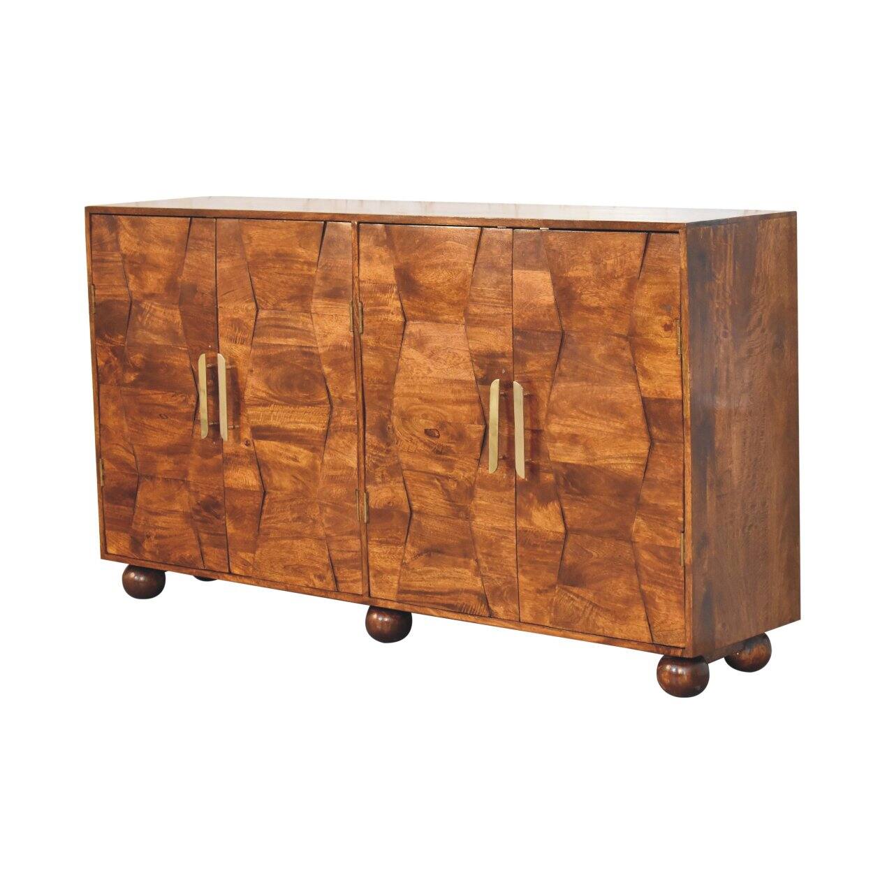 Left. Artisan Furniture - Artisan Furniture Solid Wood Wavecrest Chestnut Cabinet, Brown - Brown.