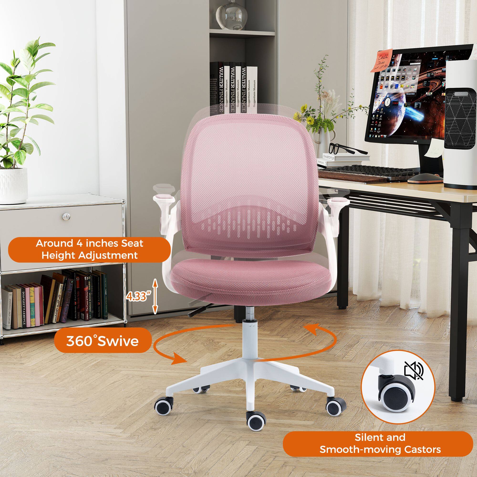 WALTER DNVL FINANCE  
1 WALTEH DNVL KLUIVM DNIC 1 : - : !  
Tal S4 Around 4 inches Seat Height Adjustment  
4.33" 360 Swive Silent and Smooth-moving Castors