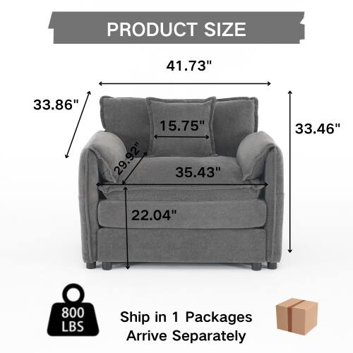 PRODUCT SIZE  
41.73" 33.86" 15.75" 29.92" 35.43" 33.46" 22.04"  
800 LBS  
Ship in 1 Package  
Arrive Separately