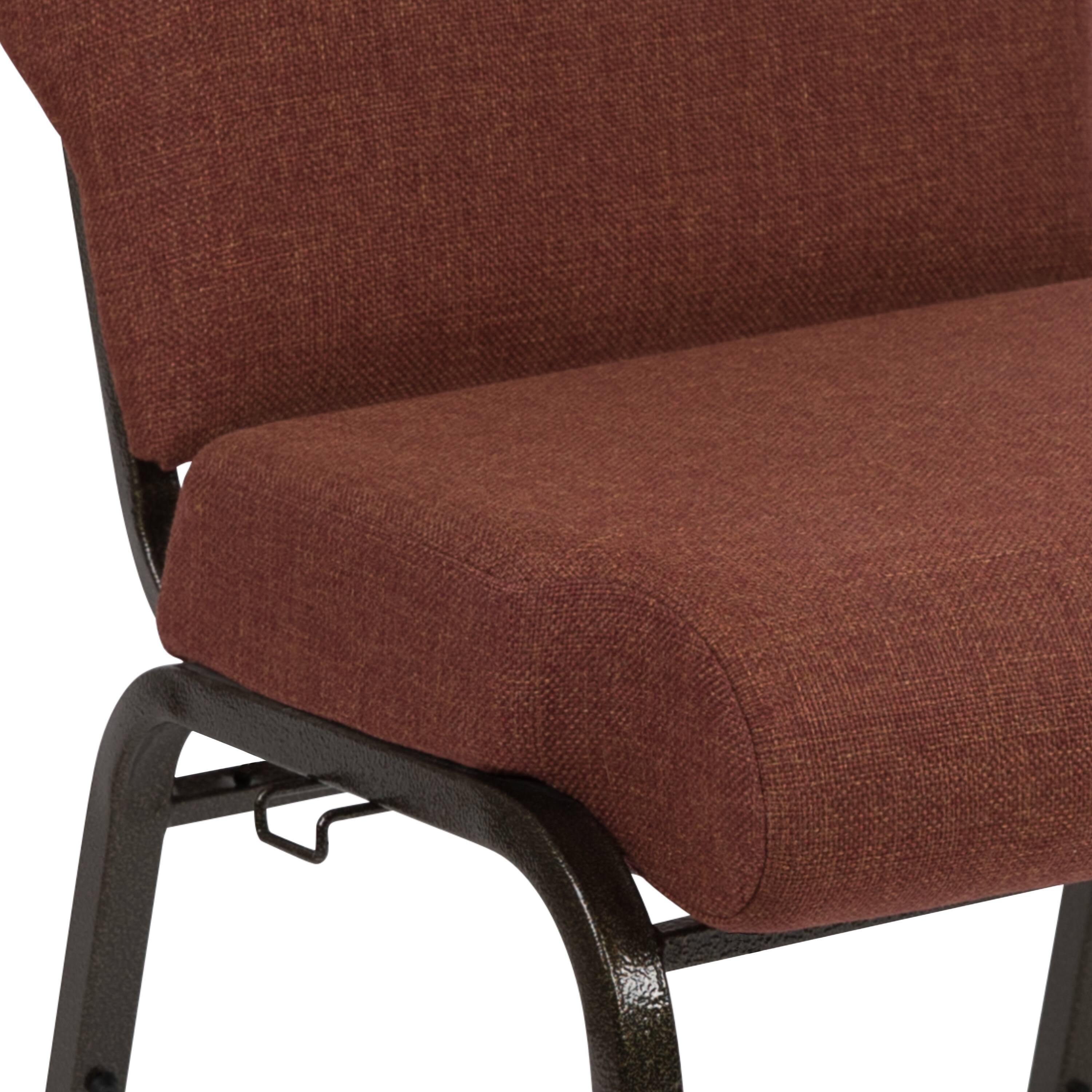 Alt View 9. Emma + Oliver - Stacking Auditorium Chair with 20.5" Seat - Cinnamon Fabric/Gold Vein Frame.