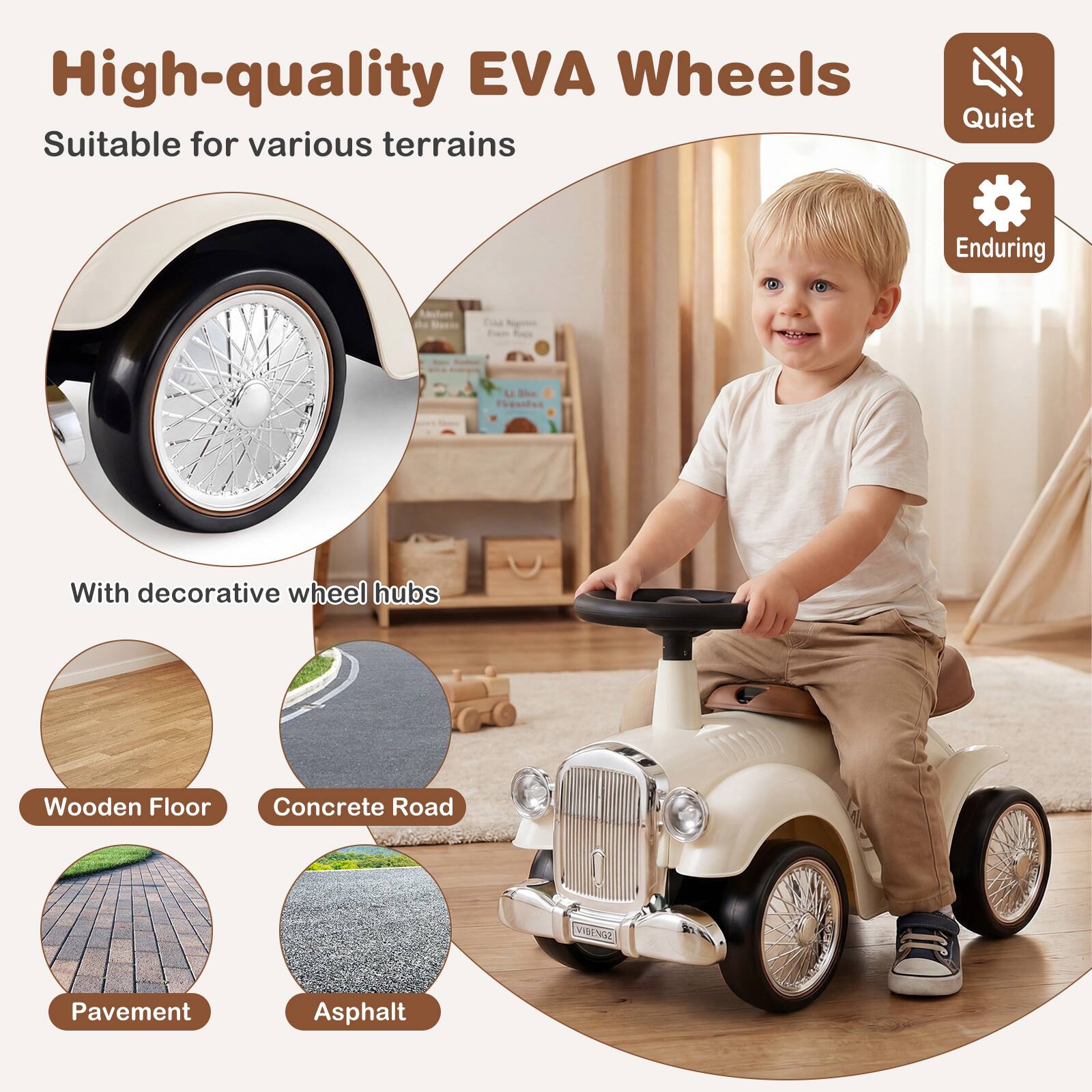 High-quality EVA Wheels Suitable for various terrains Quiet Enduring With decorative wheel hubs Wooden Floor Concrete Road Pavement Asphalt