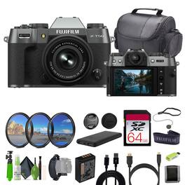 Bundle - Fujifilm - X-T50 Mirrorless Digital Camera XC15-45mmF3.5-5.6 PZ Lens - Charcoal