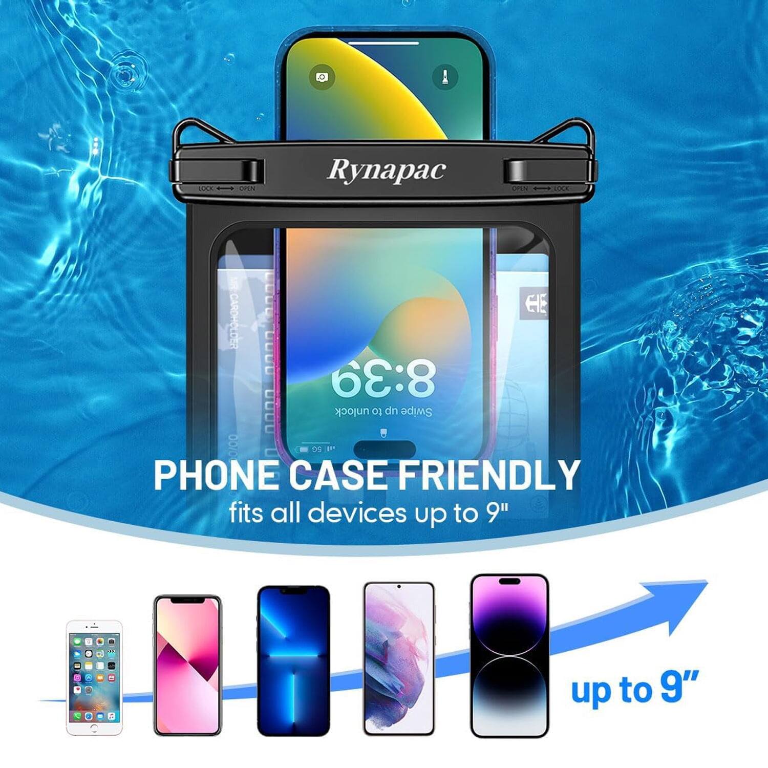 LOCK OPEN Rynapac OPN LOCK UR | E CARDHOLDER CCCO 8:39 no00 unlock to dn Swipe D070 C OS P PHONE CASE FRIENDLY fits all devices up to 9"