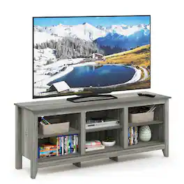 Furinno - JENSEN TV Stand, TV Entertainment Center with Shelves, TV Console, for TV up to 60 Inch, for Living Room, Bedroom - Grey Oak
