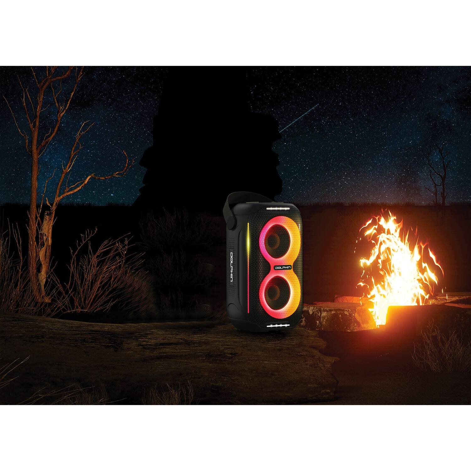 Alt View 4. Dolphin - Dolphin Audio S-20 Black Waterproof Portable Bluetooth Party Speaker With Sound-activated Lights, Black, S-20 - Black.