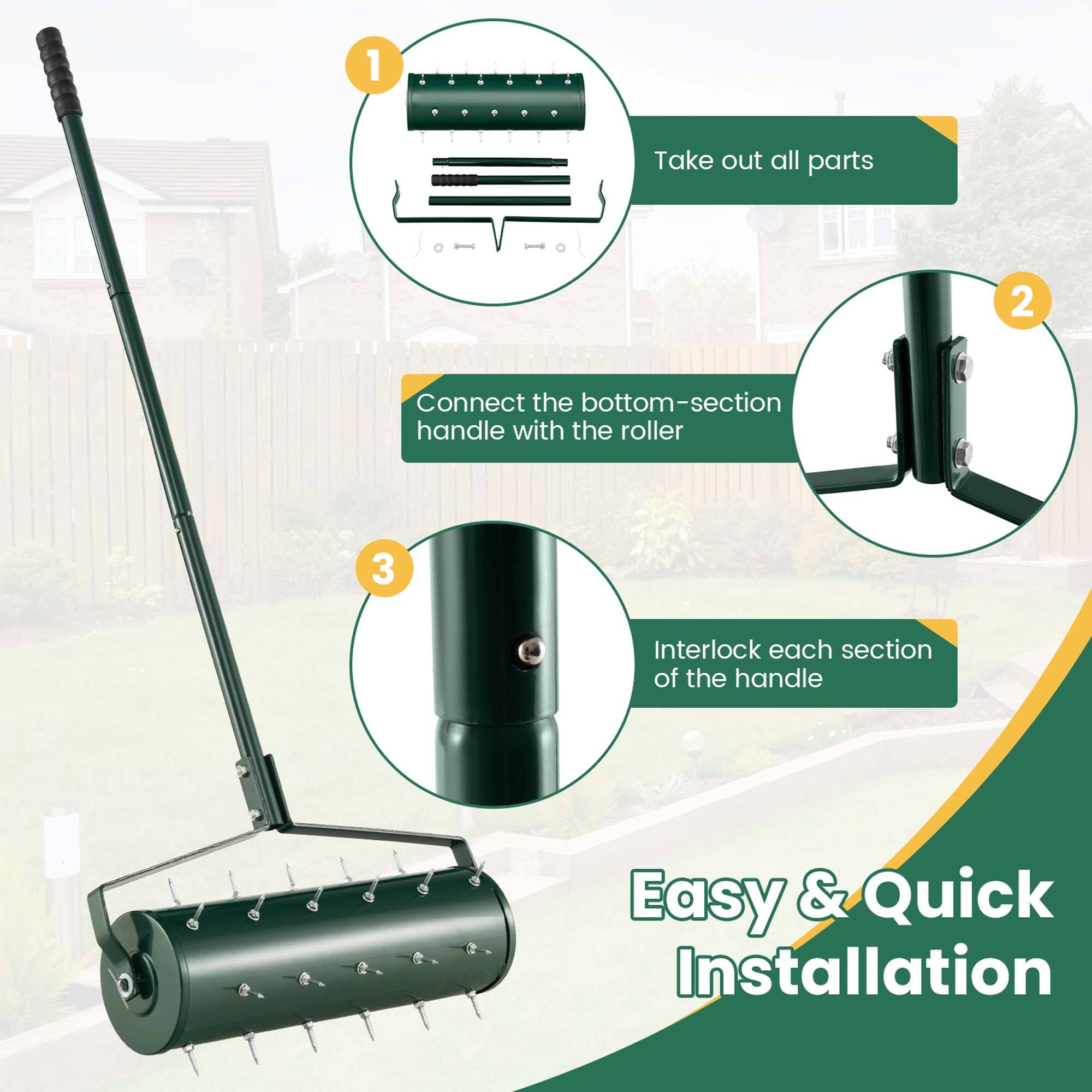 1. Take out all parts  
2. Connect the bottom-section handle with the roller  
3. Interlock each section of the handle  

Easy & Quick Installation