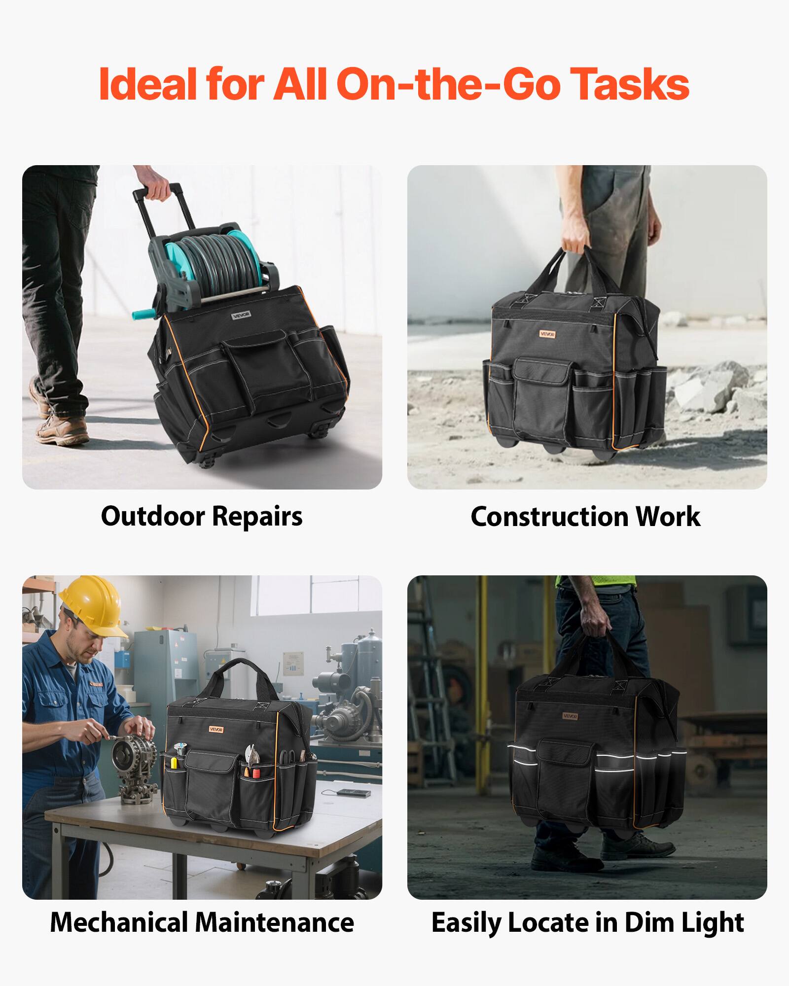 Ideal for All On-the-Go Tasks

- Outdoor Repairs
- Construction Work
- Mechanical Maintenance
- Easily Locate in Dim Light