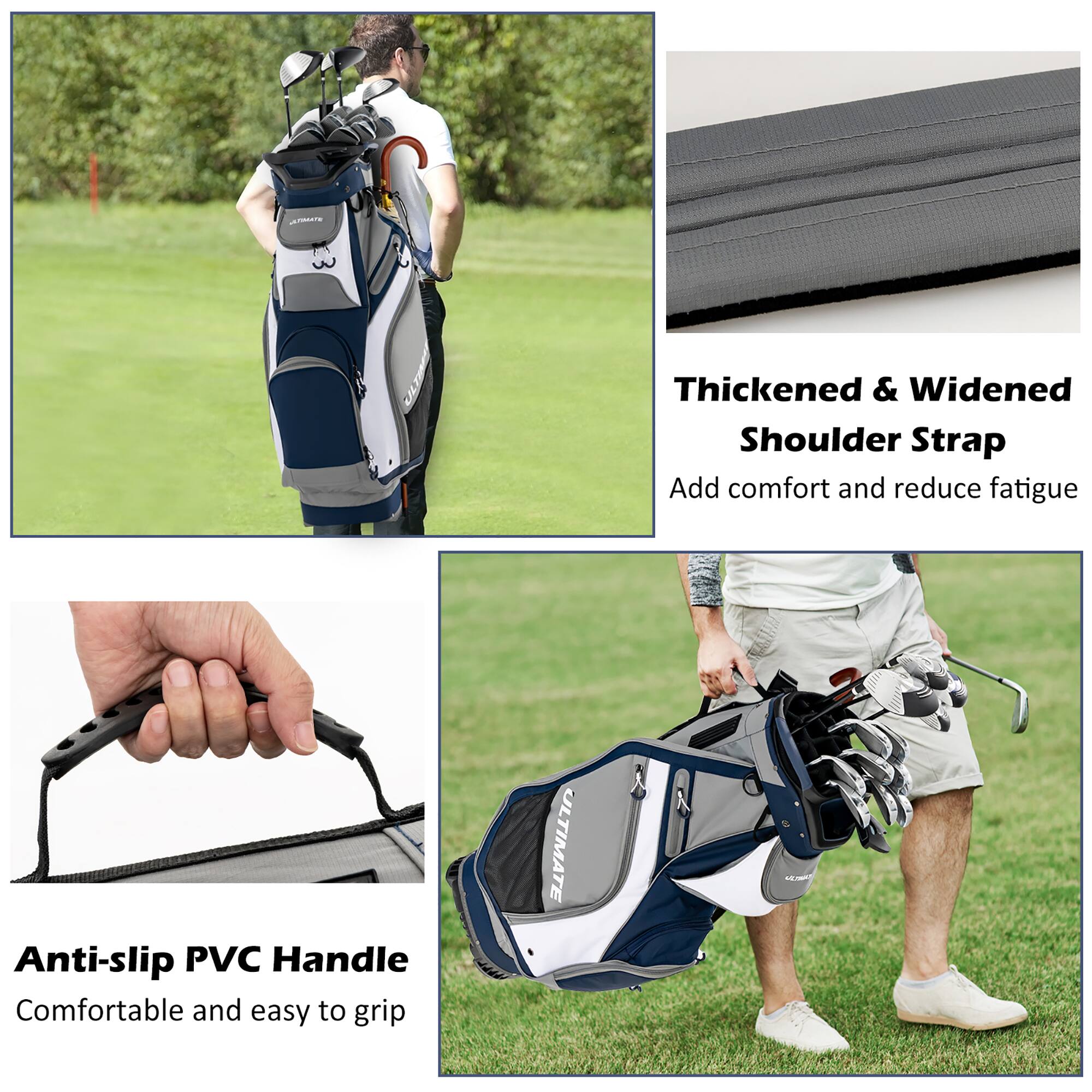 - Thickened & Widened Shoulder Strap
  - Add comfort and reduce fatigue

- Anti-slip PVC Handle
  - Comfortable and easy to grip