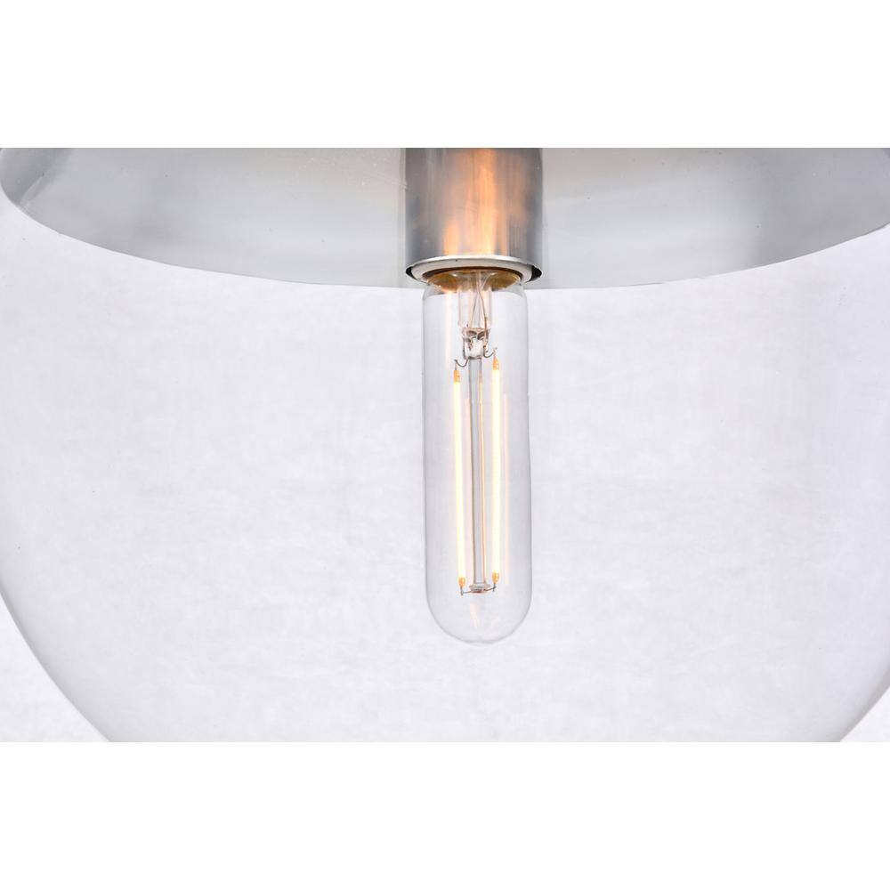 Left. Living District - Eclipse 1 Light Chrome Pendant With Clear Glass - Chrome And Clear.
