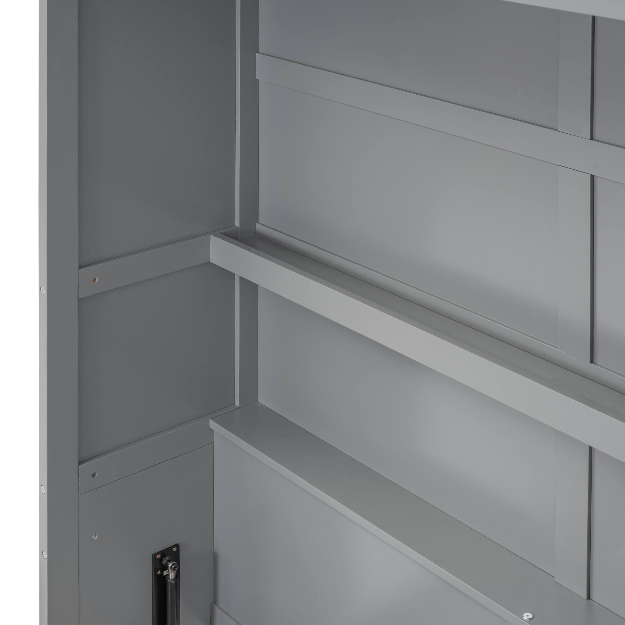 Alt View 8. Tiramisubest - Queen Size Gray Murphy Bed with Shelves, Solid Wood+MDF, Space-Saving - Gray.