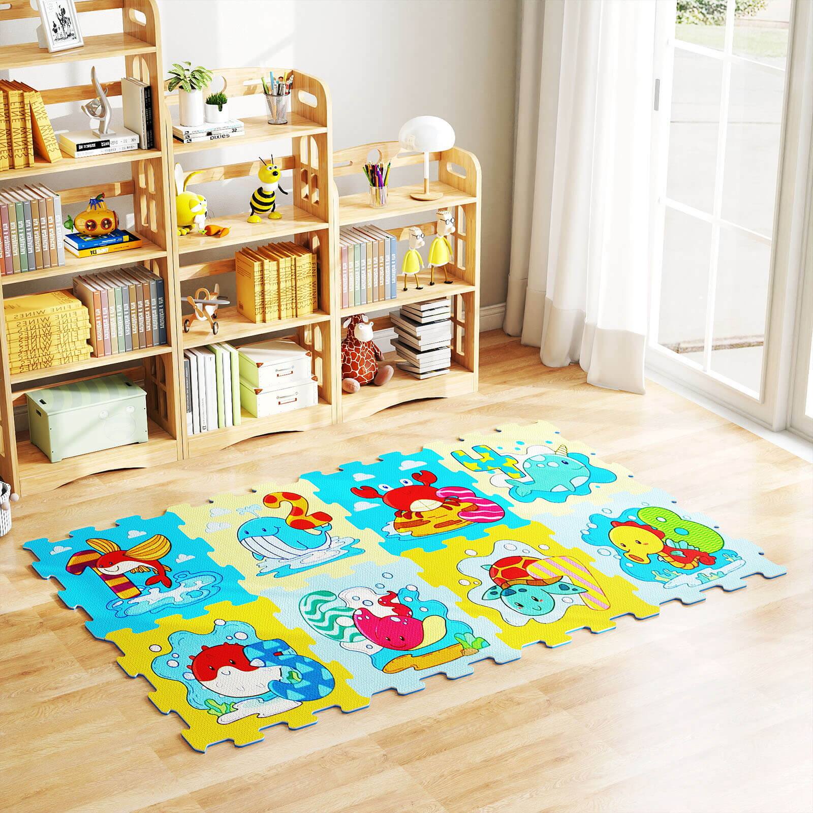 Alt View 3. Costway - Costway 12" x 12" EVA Foam Puzzle Mat, 8-Piece Kids Play Mat with Animal Patterns & Numbers - Multicolor.