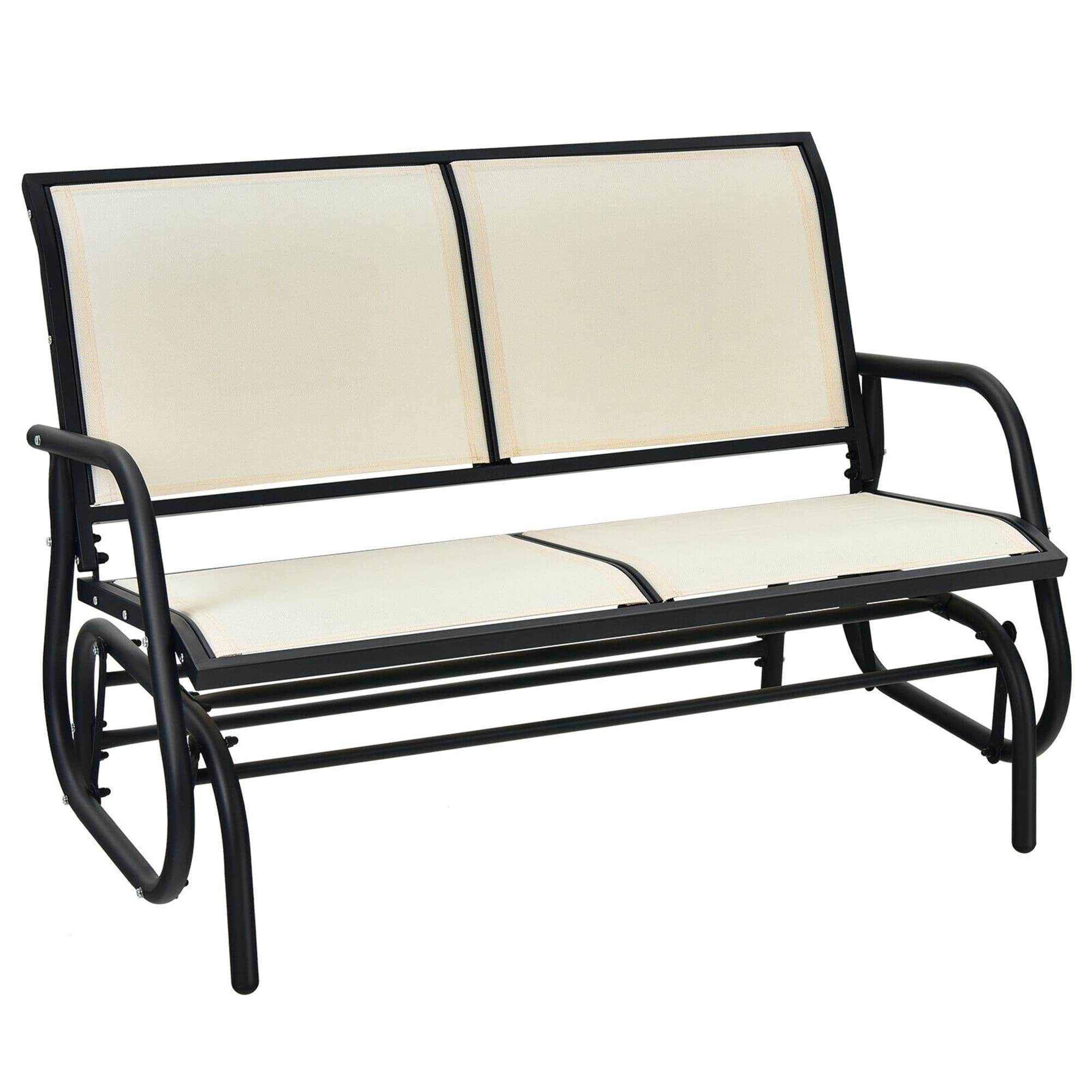 Costway - Patio Swing Glider Bench Loveseat Rocking Chair Backyard Poolside - Beige