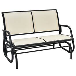 Costway - Patio Swing Glider Bench Loveseat Rocking Chair Backyard Poolside - Beige