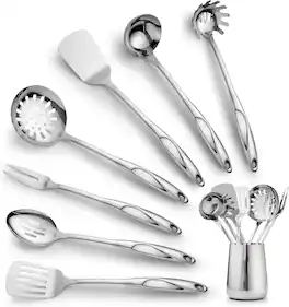 Zulay Kitchen - Stainless Steel Cooking Utensil (8 Piece Set) - Silver