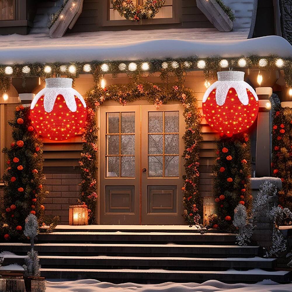 Angle. RTMB - Outdoor Hanging Christmas Ornaments, Lighted Collapsible Holiday Balls with 8 Lighting Modes - Multicolor.