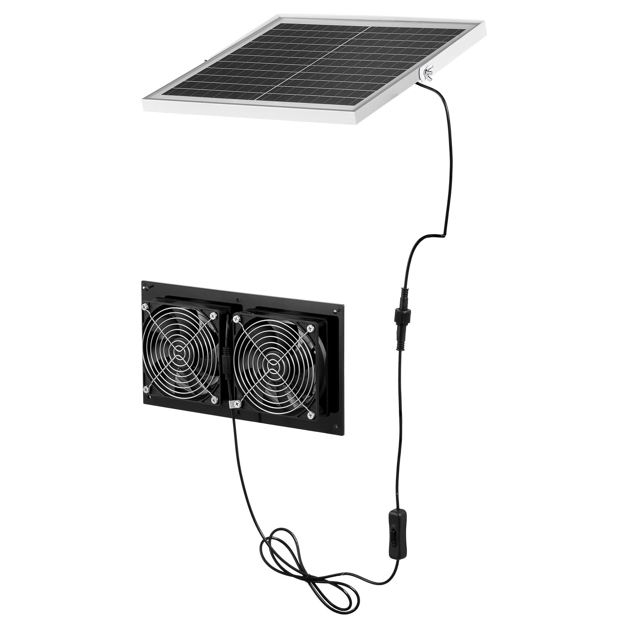 Alt View 5. VEVOR - Solar Powered Fan, 15W Solar Panel with 2 Fans, Adjustable Solar Panel Angle, 2668 RPM High-Speed, Flexible Installation - Black.