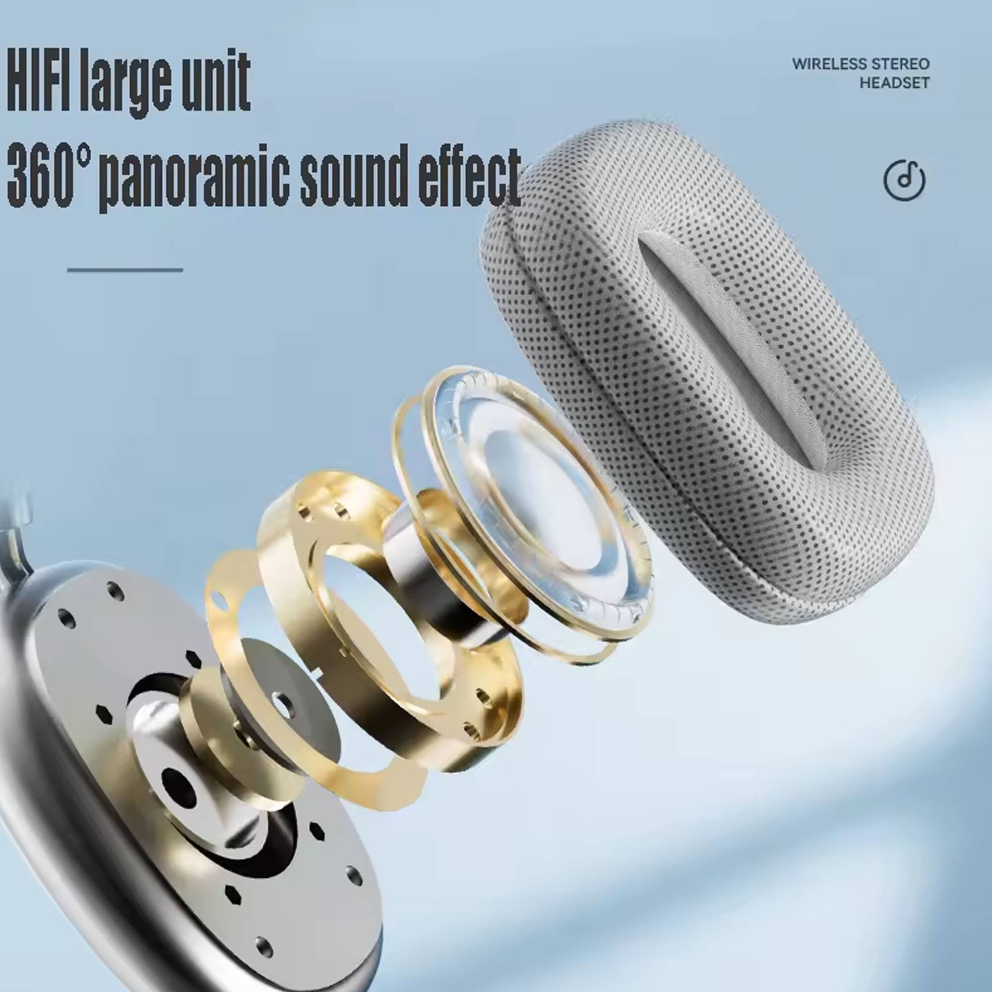 HIFI large unit  
360° panoramic sound effect  

WIRELESS STEREO HEADSET