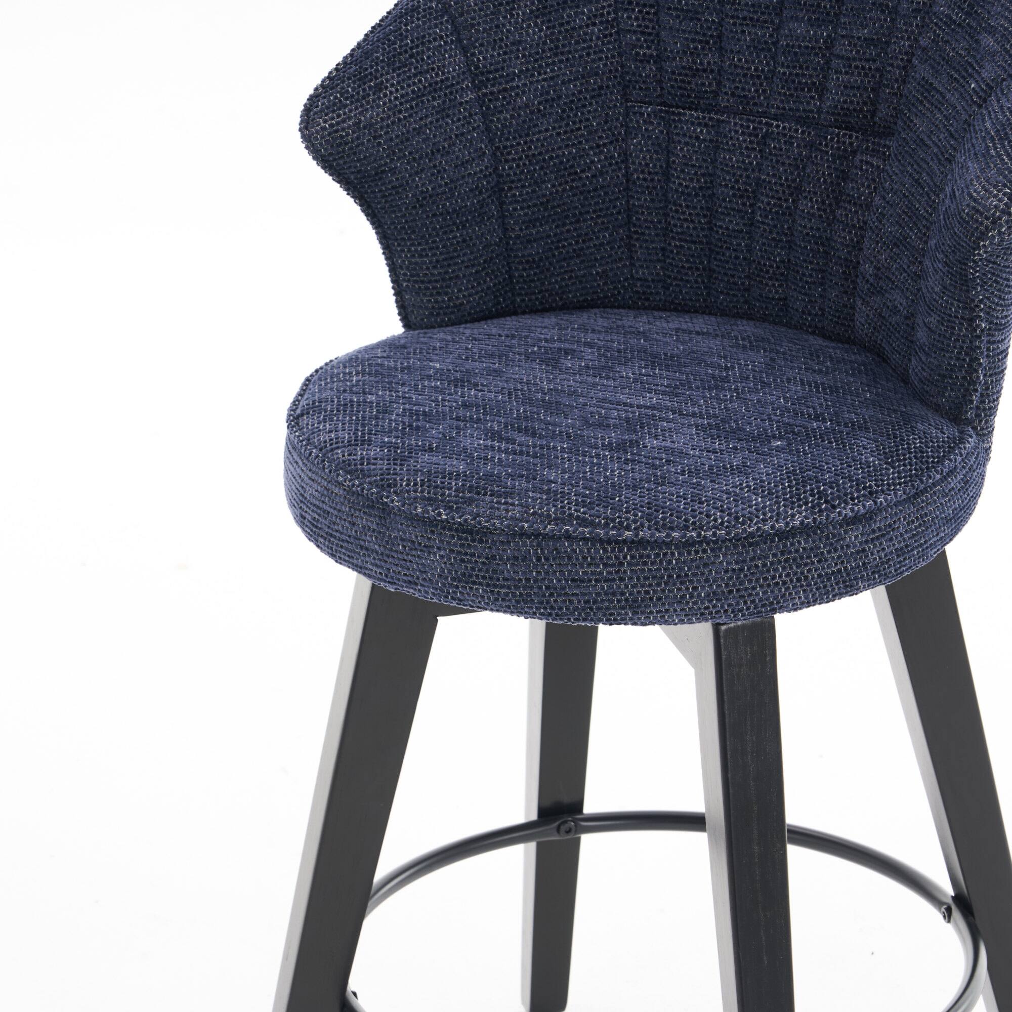 Alt View 10. GOODSILO - Set of 2 Wing Back Swivel Bar Stools - Adjustable Counter Height Stools with Solid Wood Legs & Plush Upholstery - Blue.