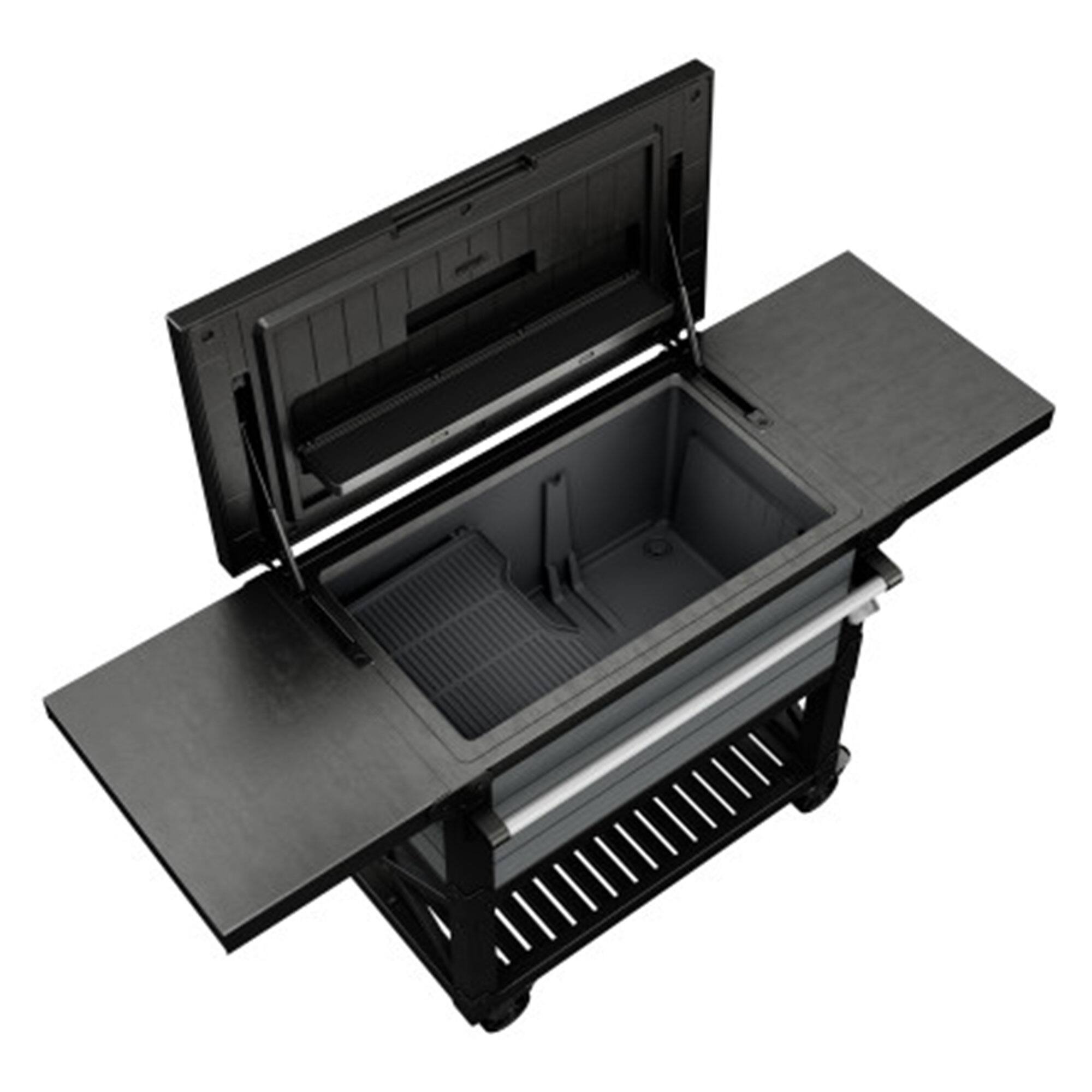 Alt View 8. Keter - Keter Outdoor Patio Cooler Chest, 89.8 Qt Beverage Bar Cart w/ Wheels, Graphite - Gray.