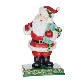BreeBe - Jolly Santa Figurine 11"H - White, Green, Red