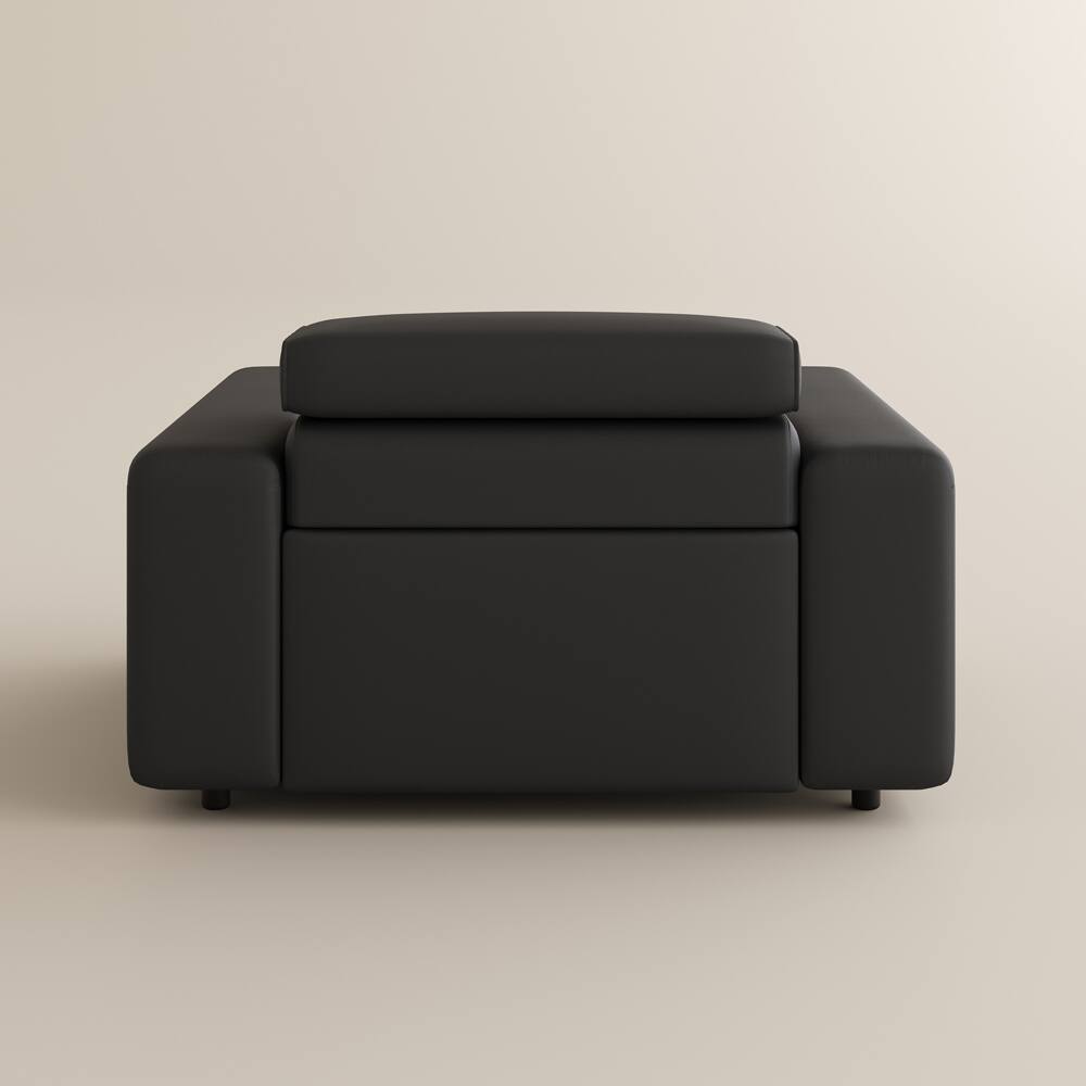 Alt View 10. POVISON - 48" Modern Power Reclining Sofa with Adjustable Headrest, Deep Seat, USB/USB-C Charging Port, Khaki - Black Sustainable Leather.