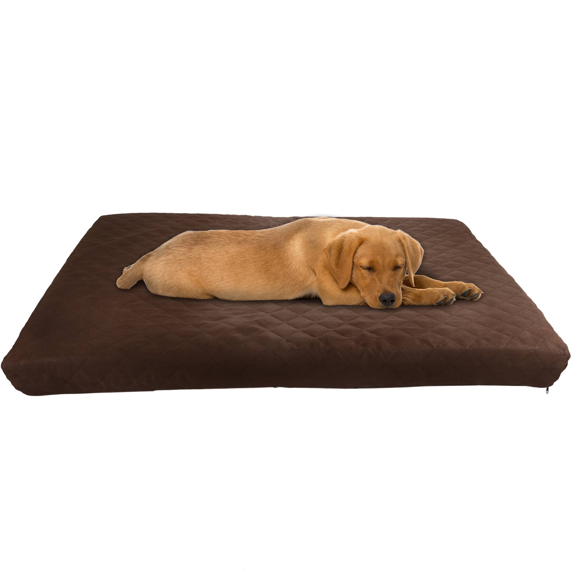 PetMaker - Water-Resistant Dog Bed 2-Layer Memory Foam Pet Bed with Washable Cover and Non-Slip Bottom 36in Large Pet Mattress - Brown