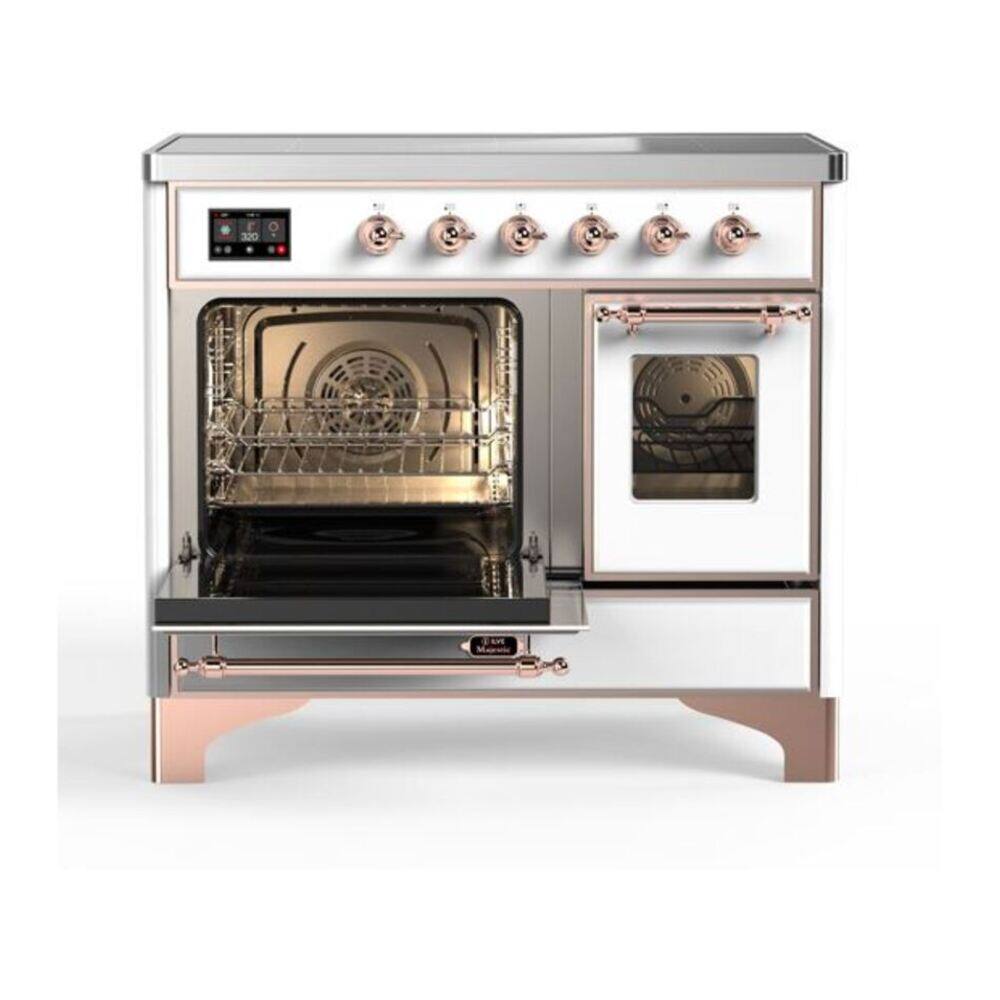 Alt View 6. ILVE - ILVE Majestic II 40 inch Induction Range with 6 Elements (White, Copper Trim) - White.