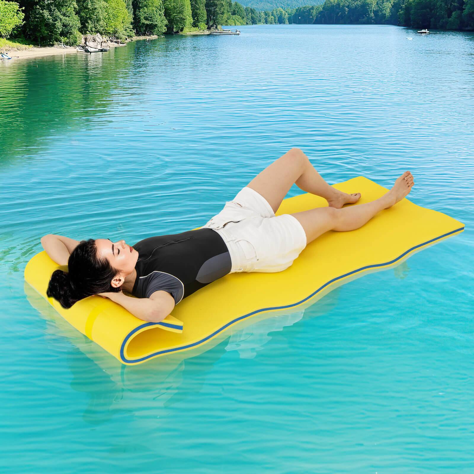 Alt View 1. Costway - Costway 3-Layer Tear-Resistant Foam Floating Pad Island Water Sports Relaxing - Yellow+Blue.