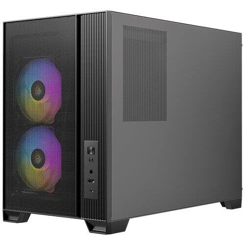 Left. Antec - FLUX M 3mm Tempered Glass Side Panel Micro-ATX Case, 6 x 120 Fans Included - Black.
