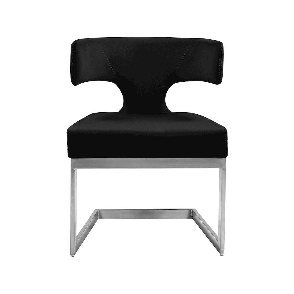 Alt View 2. Meridian Furniture - Alexandra Black Velvet Dining Chair - Black.