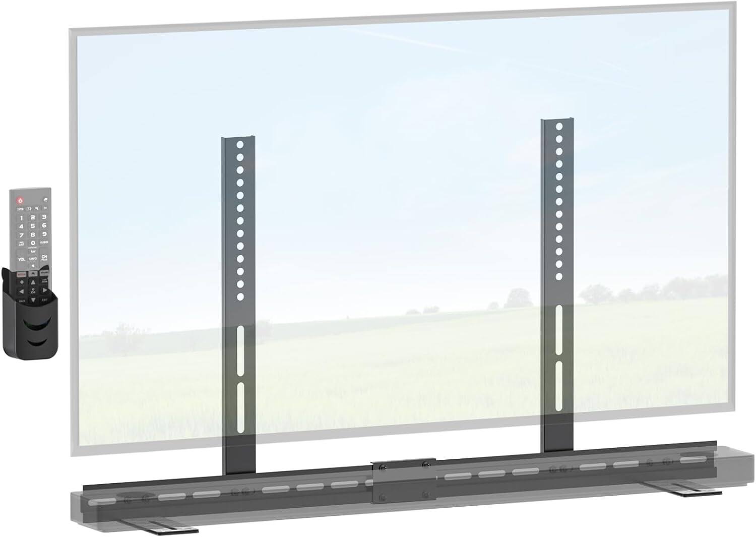 Front. Schertz - Soundbar TV Mount for LG – Height Adjustable Bracket with Remote Holder, Fits Under TVs - Black.