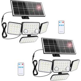MOSZAR LLC - Solar Security Lights, 4-Head Split 292-LED Motion Sensor with Remote, 2 Pack