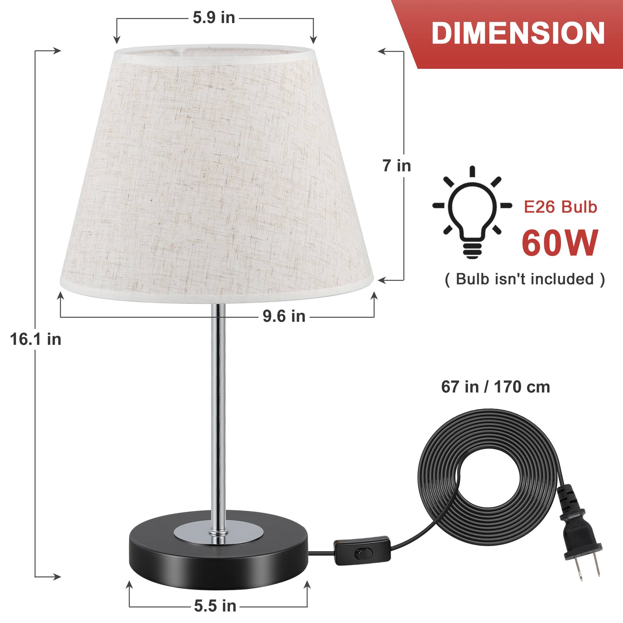 5.9 in  
7 in  
16.1 in  
5.5 in  
9.6 in  
67 in / 170 cm  

DIMENSION  
E26 Bulb 60W (Bulb isn't included)