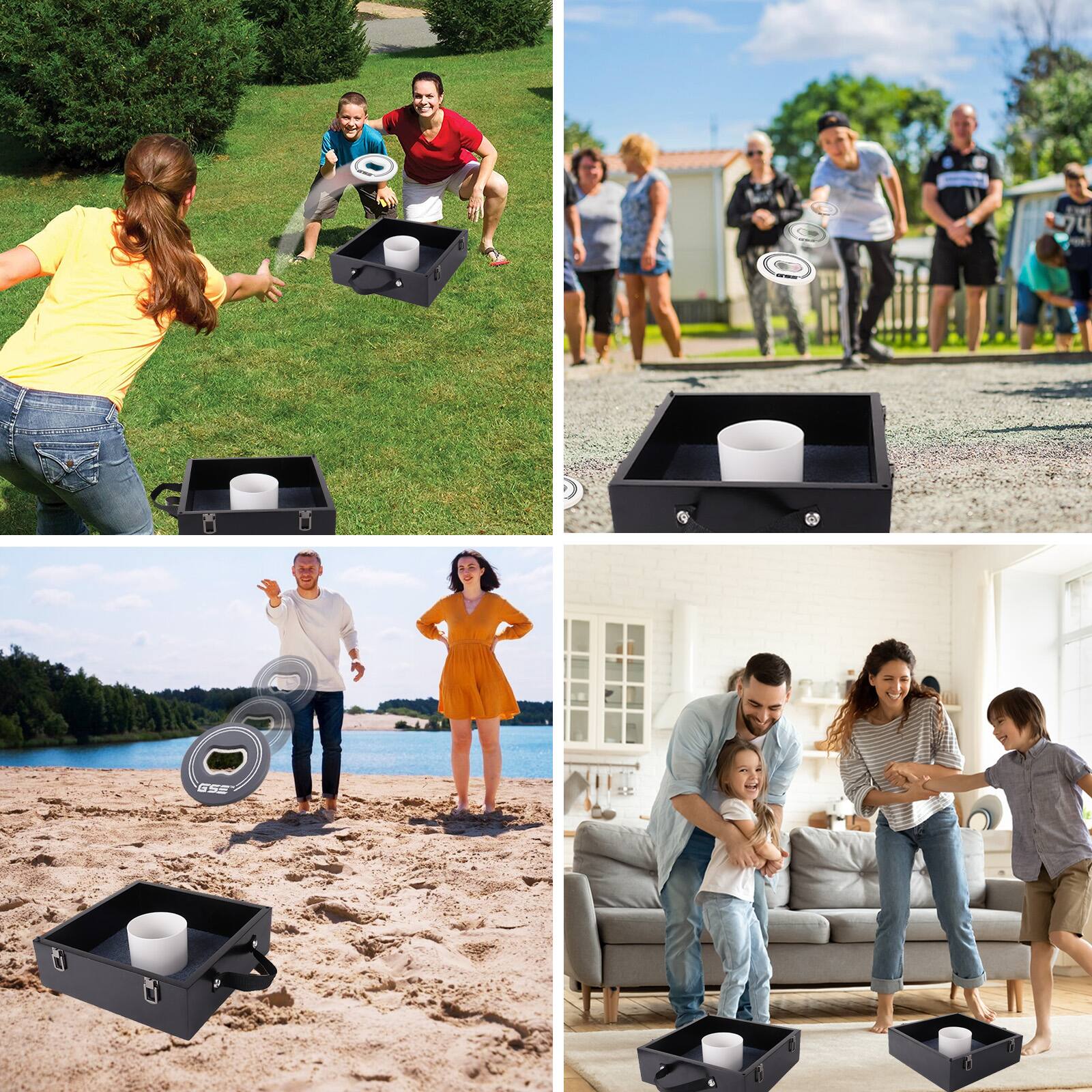 Alt View 2. GSE Games & Sports Expert - Quality Outdoor Solid Wood Washer Toss Game Set with Set of 8 Replacement Washers - Black.