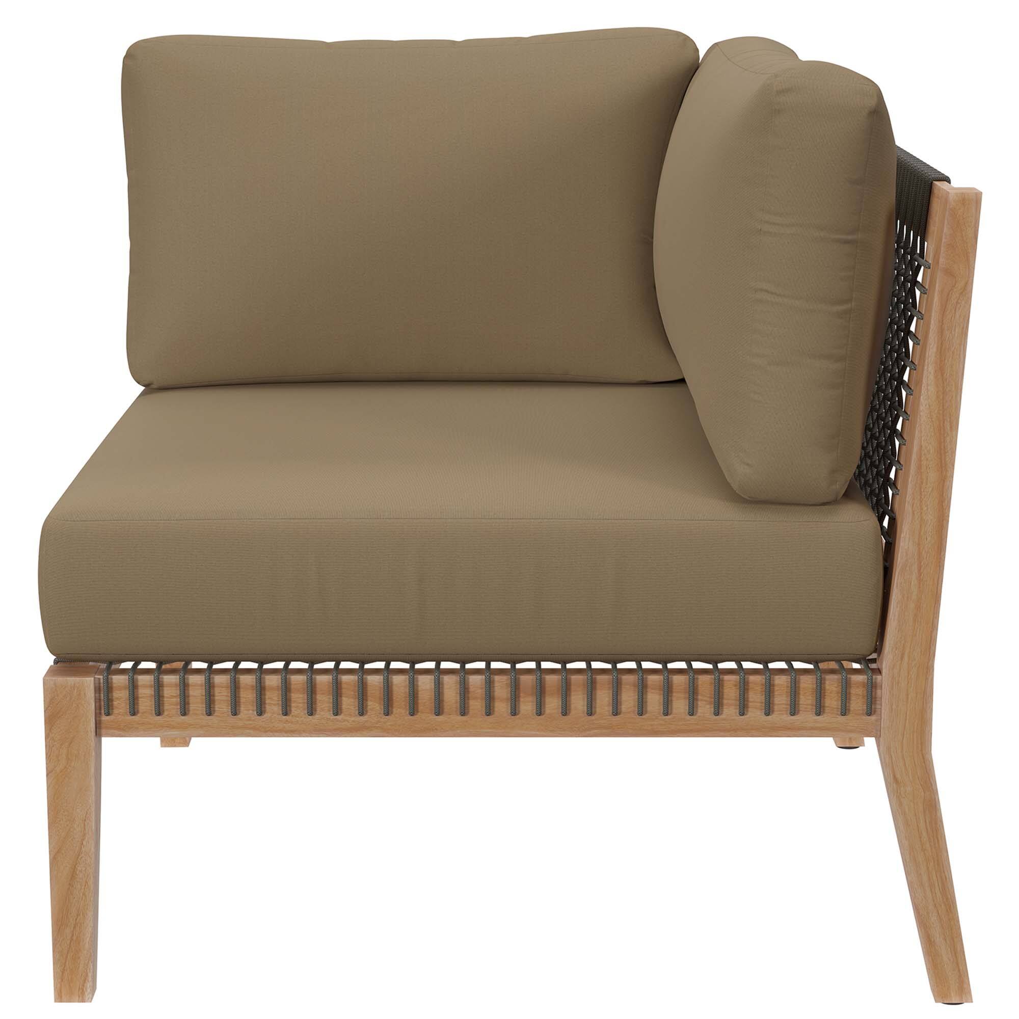 Alt View 4. Modway - Clearwater 4-Piece Outdoor Patio Teak Wood Sectional Sofa - Gray Light Brown.