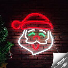 PARKER SLATER - Neon Sign, USB LED Acrylic Christmas Light with Switch for Wall Decor & Parties - Santa Claus