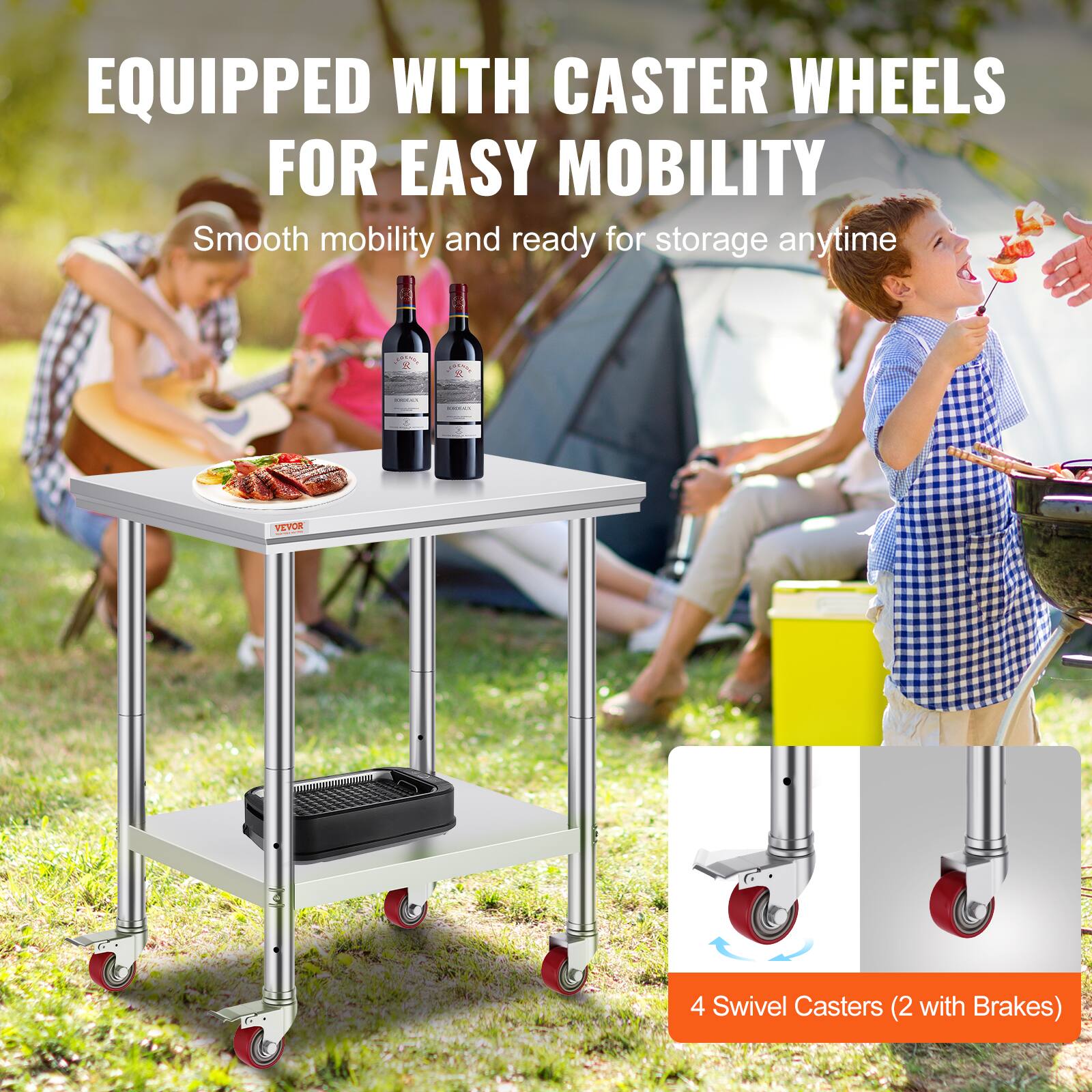 EQUIPPED WITH CASTER WHEELS FOR EASY MOBILITY

Smooth mobility and ready for storage anytime

4 Swivel Casters (2 with Brakes)