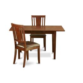 East West Furniture - 3 Pc Small Kitchen nook Dining set - Table with Leaf and 2 Dining Chairs - Mahogany