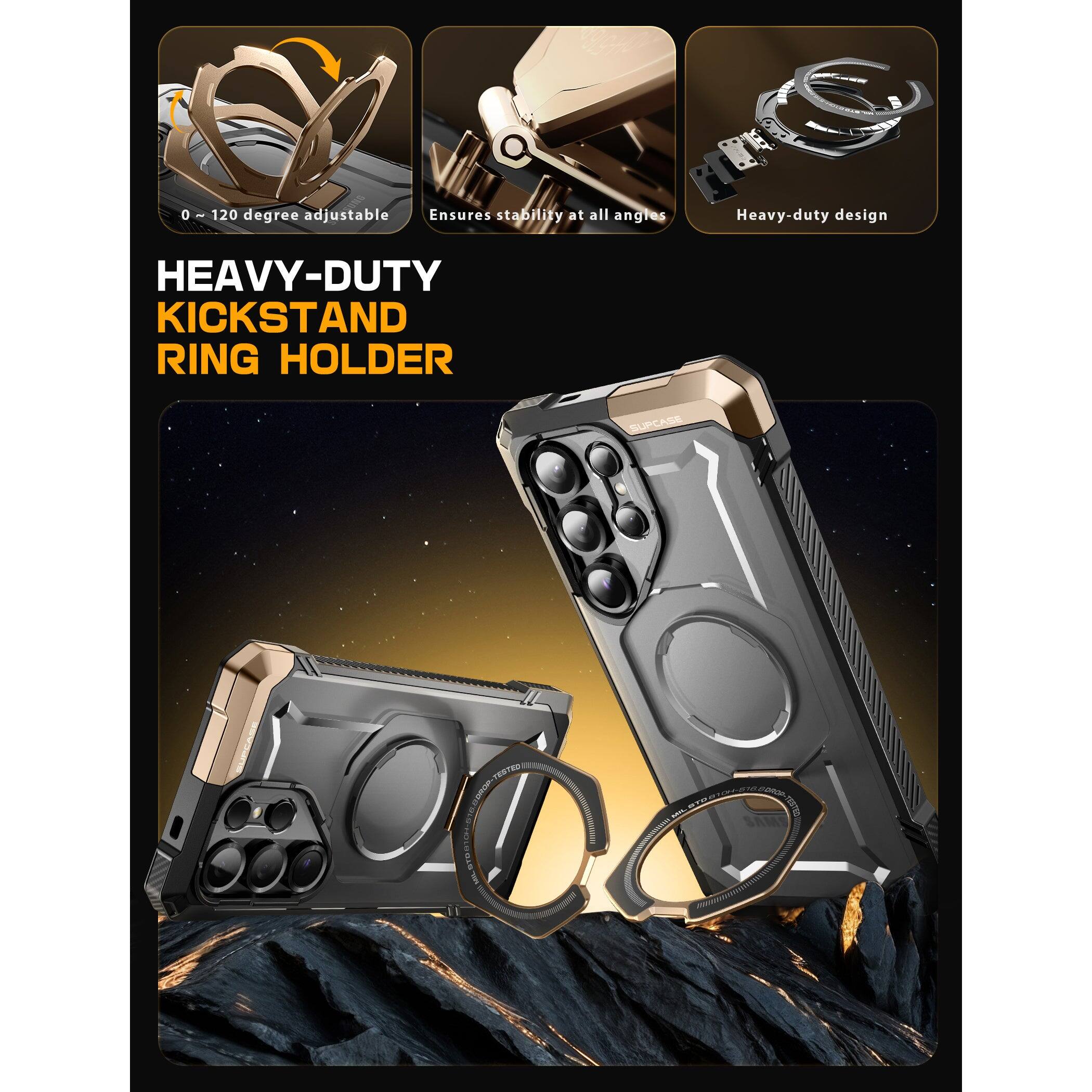 0 ~ 120 degree adjustable  
Ensures stability at all angles  
Heavy-duty design  

HEAVY-DUTY KICKSTAND RING HOLDER