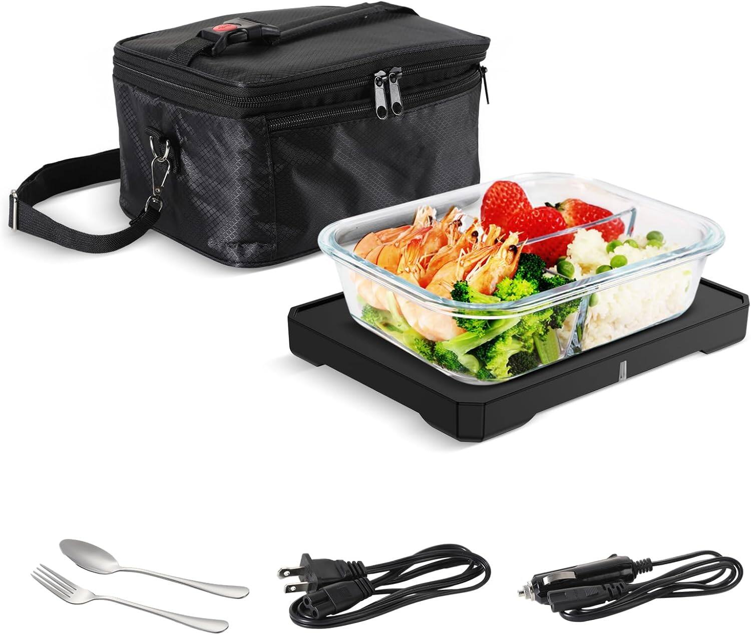 RTMB - 3-in-1 Mini Microwave & Portable Electric Lunch Box 12/24/110/220V - Black
