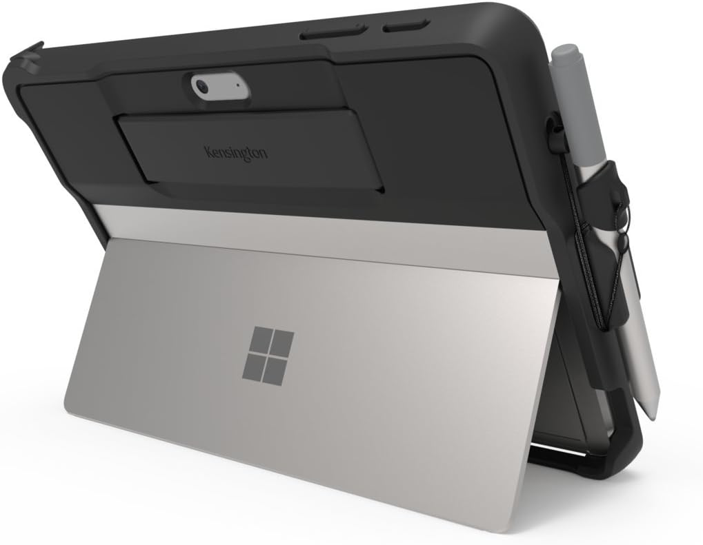 Angle. Kensington - Kensington BlackBelt Rugged Carrying Case Microsoft Surface Go Tablet - Black - Drop Resistant - Silicone Body - Hand - Black.