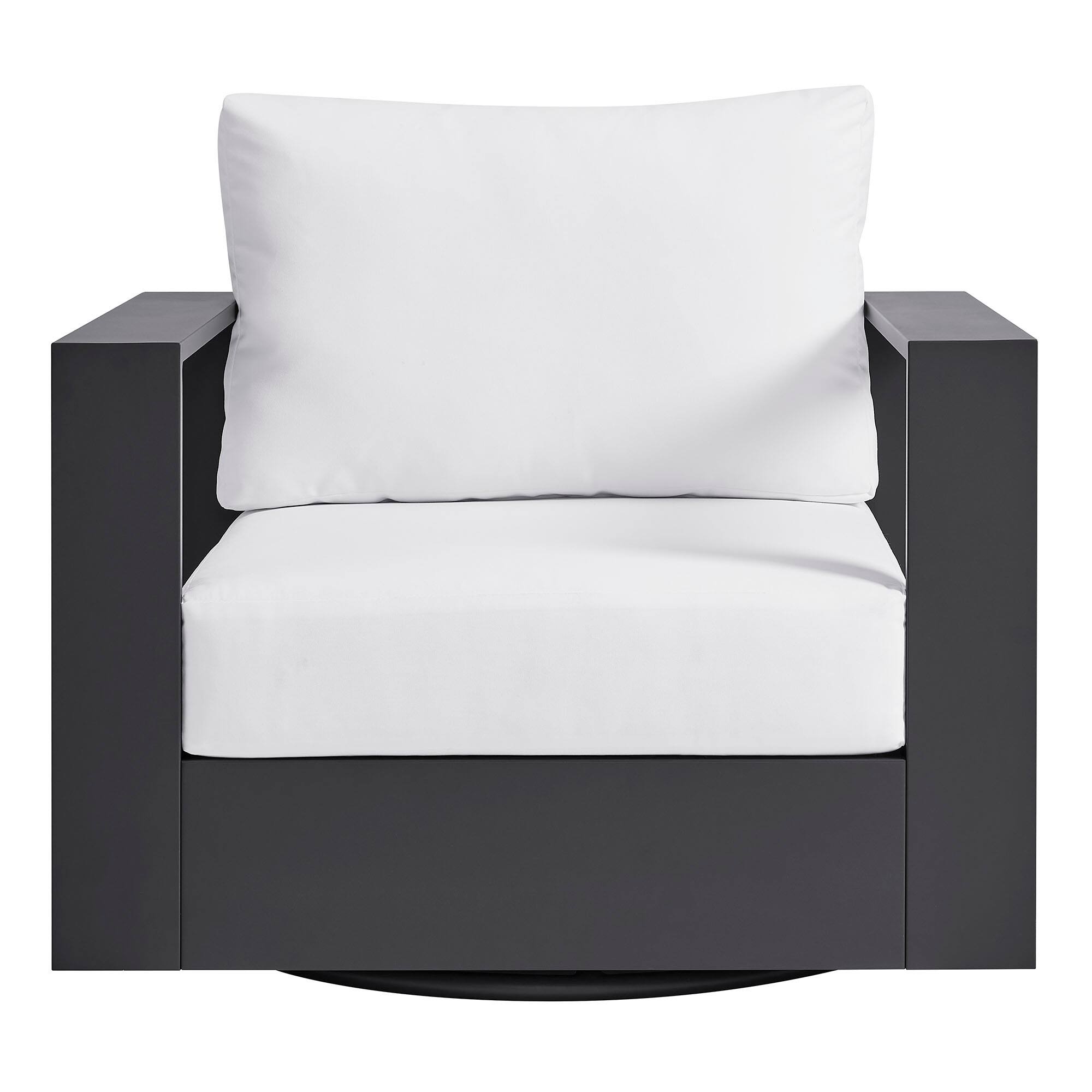 Alt View 4. Modway - Tahoe Outdoor Powder-Coated Aluminum Swivel Armchair by Modway - Gray White.