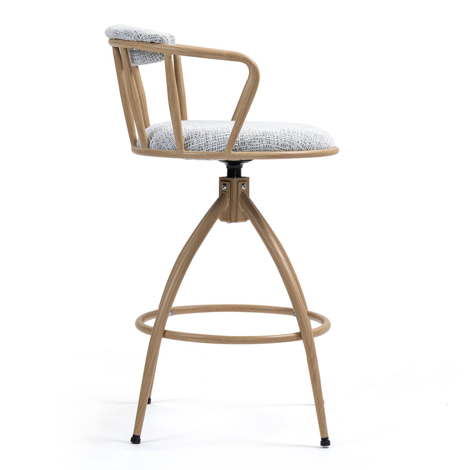 Alt View 1. APRILSOUL - 26 Swivel Counter Height Bar Stool Set of 2 Fabric Seat Water Transfer Metal Frame BEIGE - White.